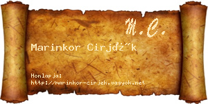 Marinkor Cirjék névjegykártya